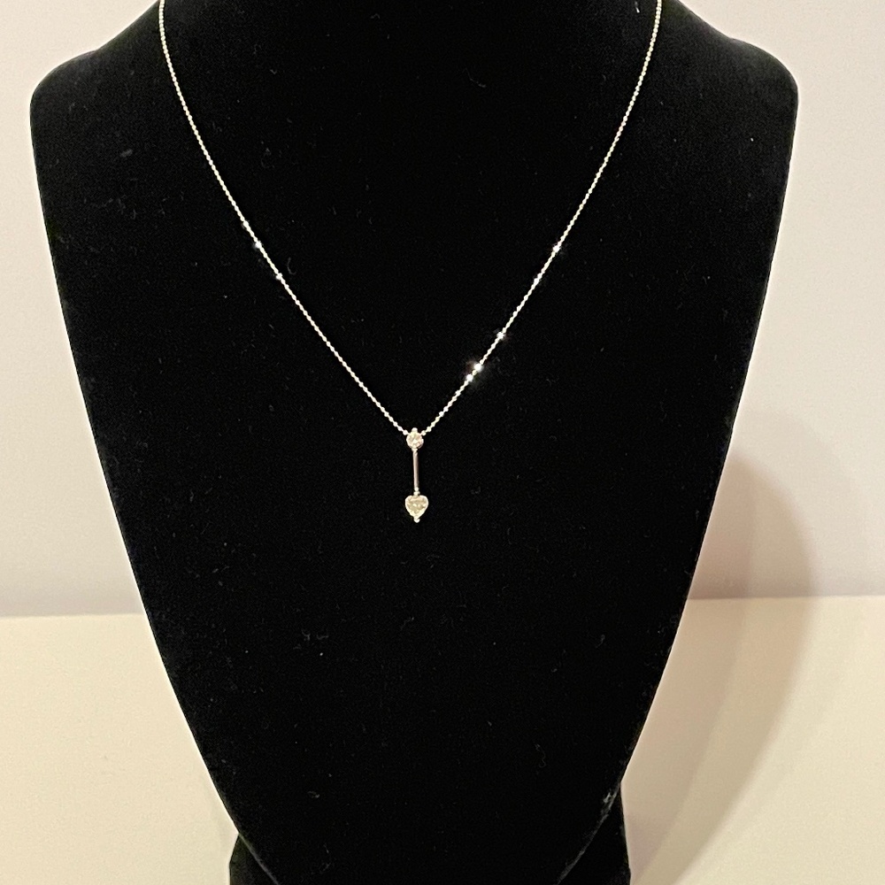 Small heart diamond pendant on 18k white gold chain
